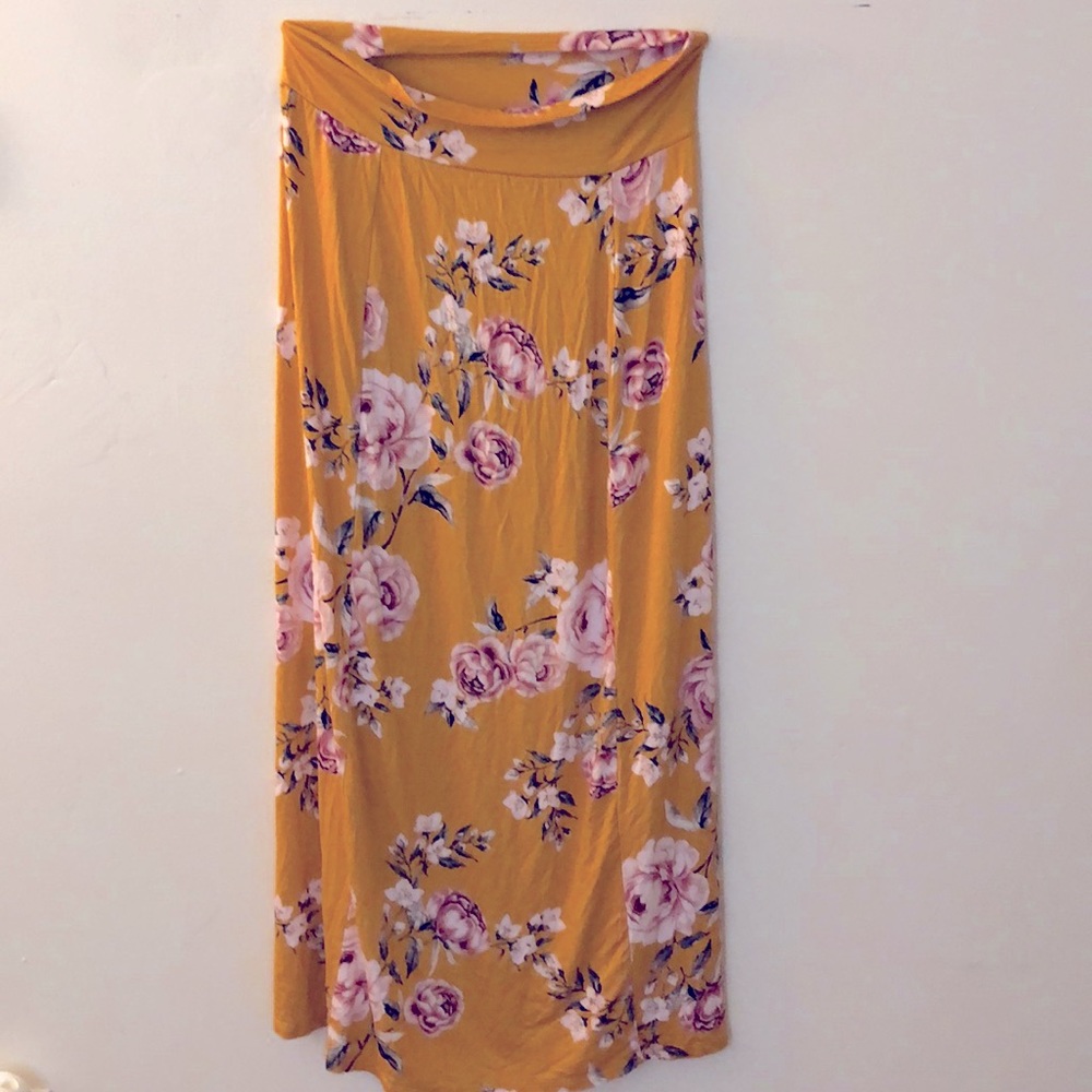 Charlotte Russe Floral Yellow Maxi Skirt